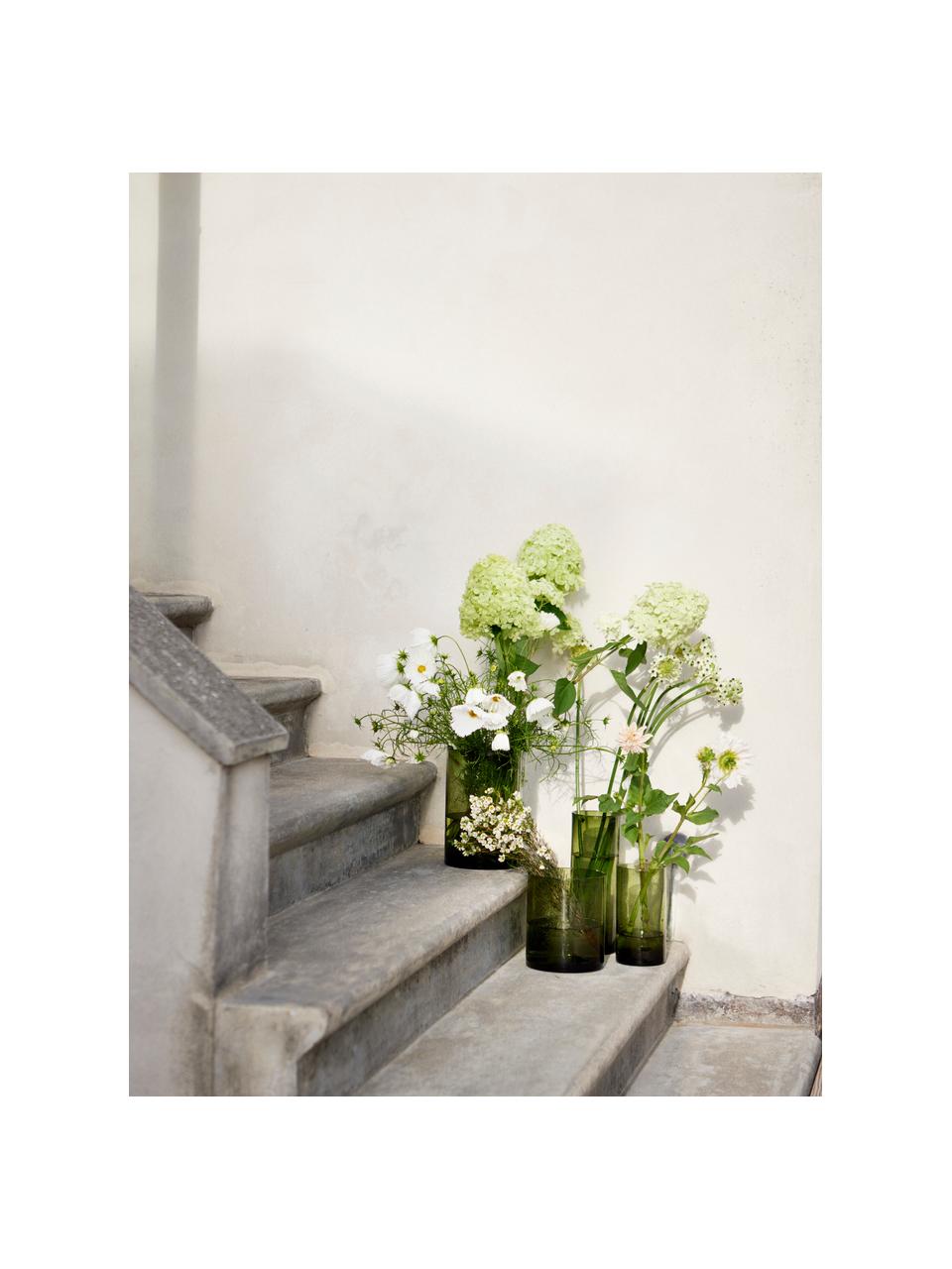 Sklenená váza Salon, V 20 cm, Sklo, Zelená, priehľadná, Ø 17 x V 20 cm