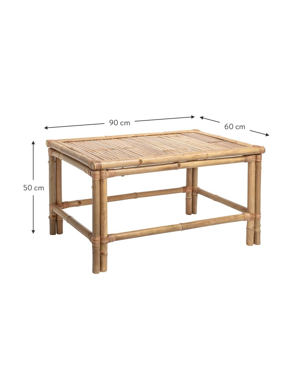 Table basse en bambou Sole, Bambou, Beige, larg. 90 x haut. 50 cm