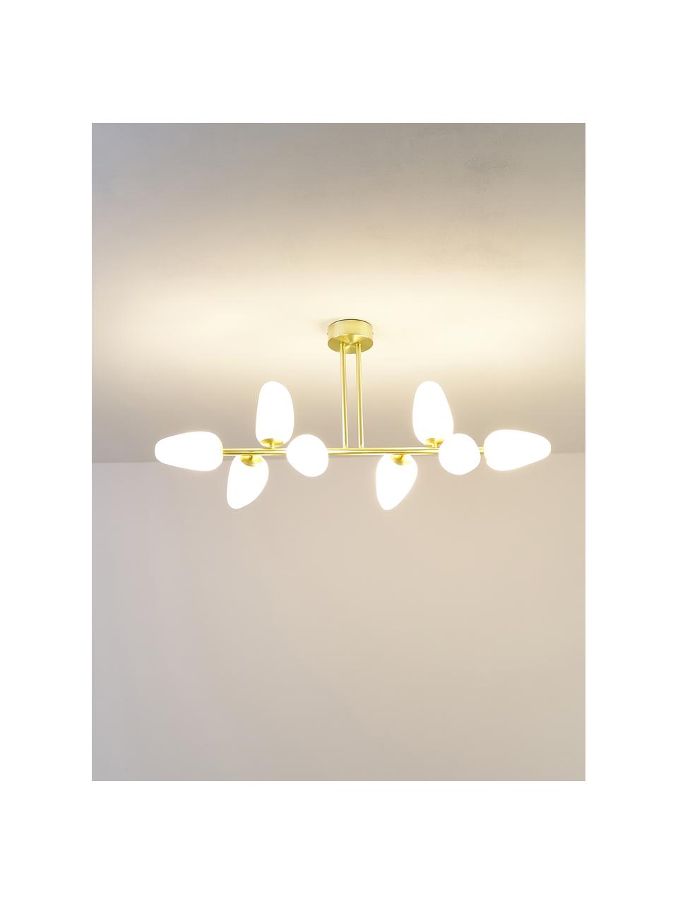 Deckenleuchte Lilja aus Opalglas, Weiß, Goldfarben, B 100 x H 44 cm