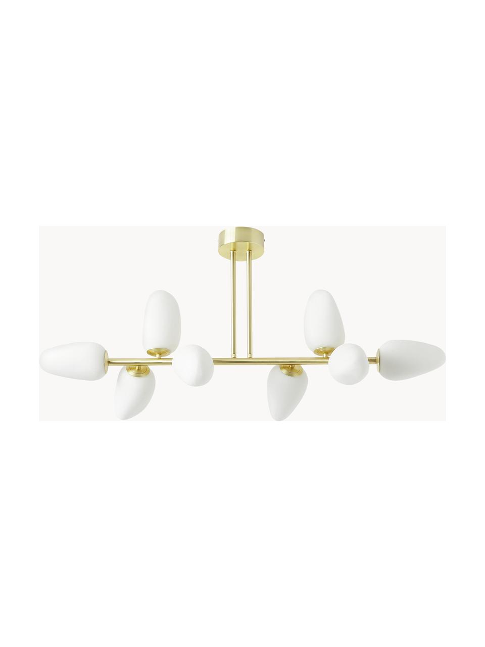 Deckenleuchte Lilja aus Opalglas, Weiß, Goldfarben, B 100 x H 44 cm
