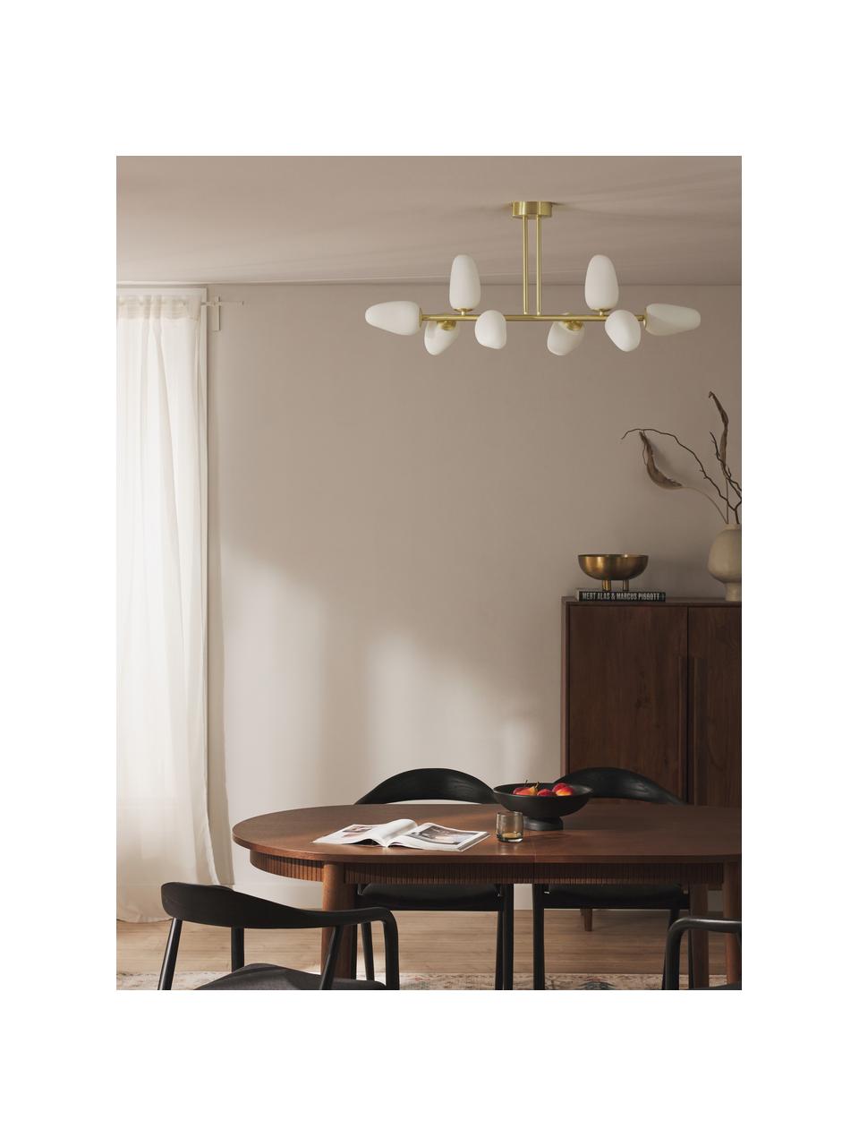 Lampada da soffitto in vetro opale Lilja, Struttura: metallo ottonato, Paralume: vetro opalino, Bianco, dorato, Larg. 100 x Alt. 44 cm