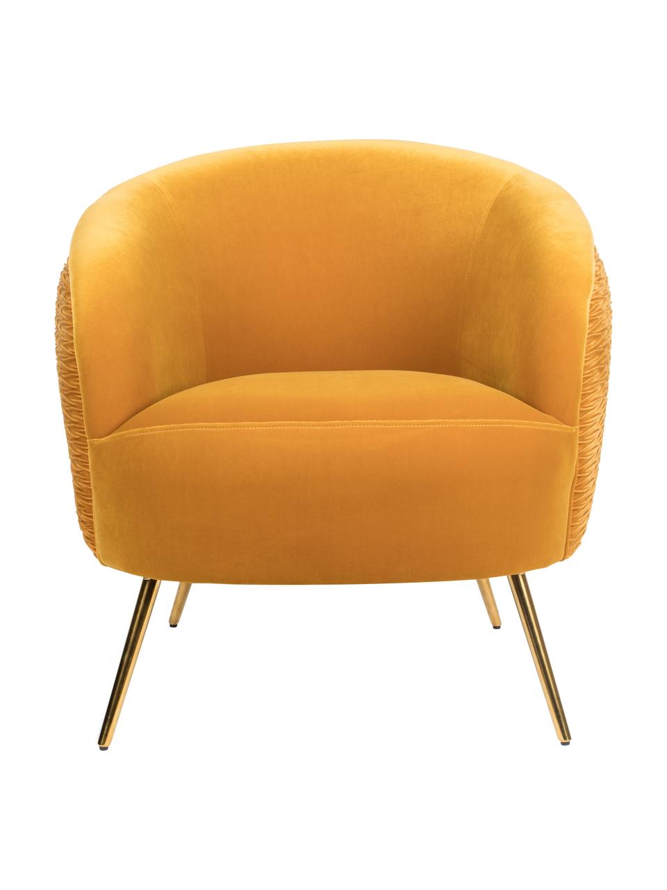 Fauteuil cocktail en velours jaune So Curvy, Velours ocre