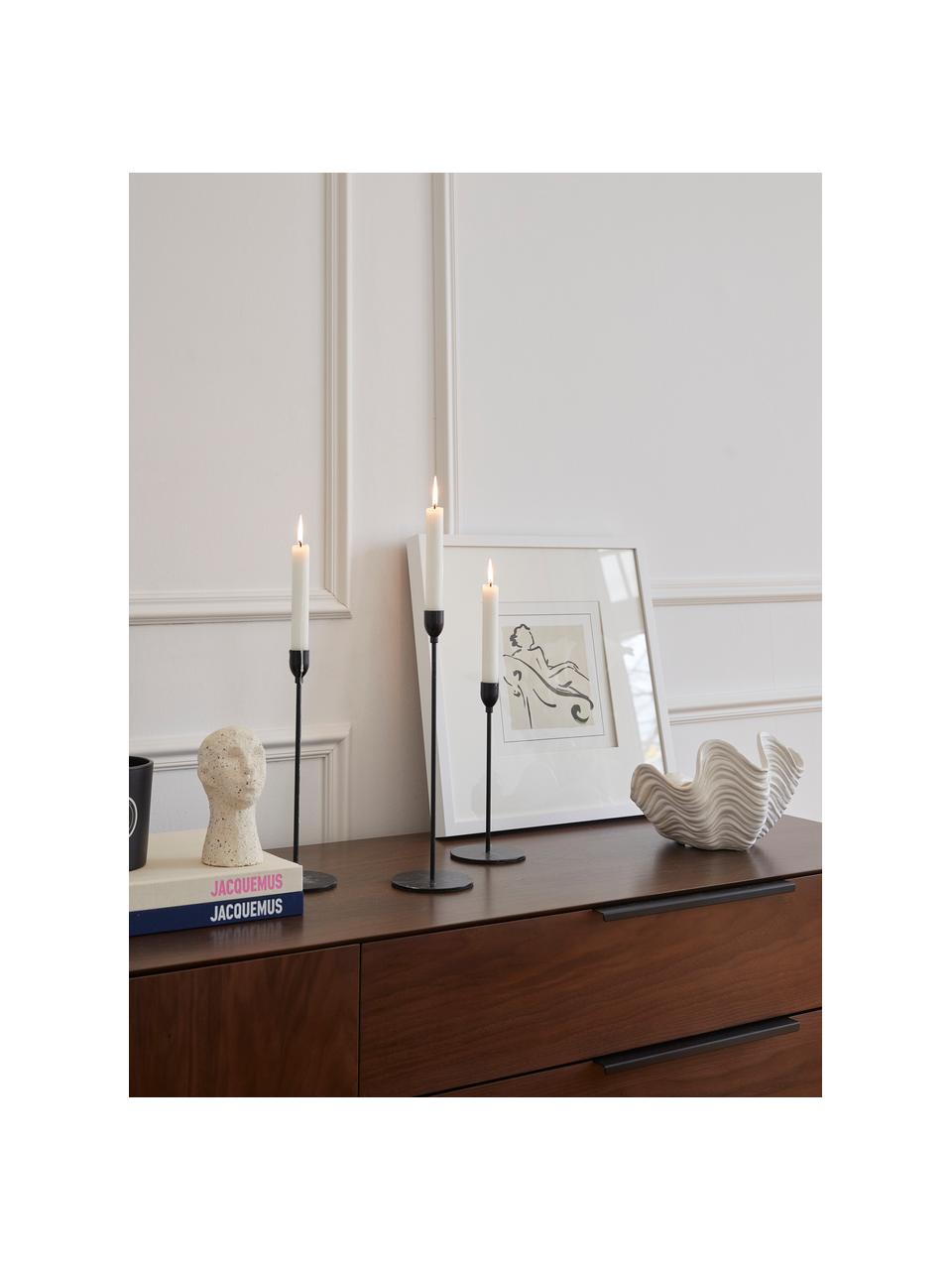 Set 3 candelabri Malte, Metallo rivestito, Nero, Set in varie misure
