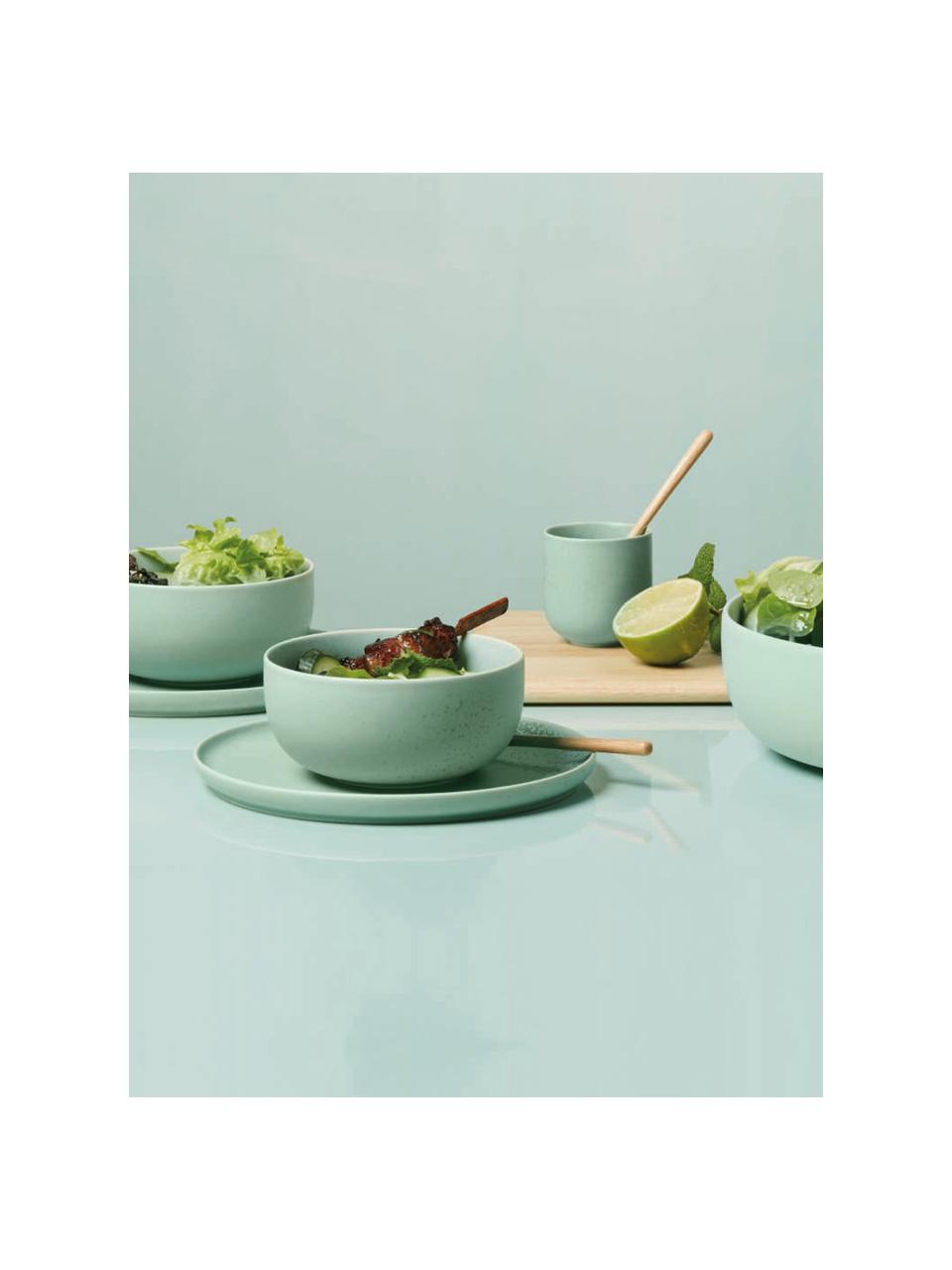 Platos postre artesanales Coppa, 2 uds., Porcelana, Verde menta, Ø 21 cm