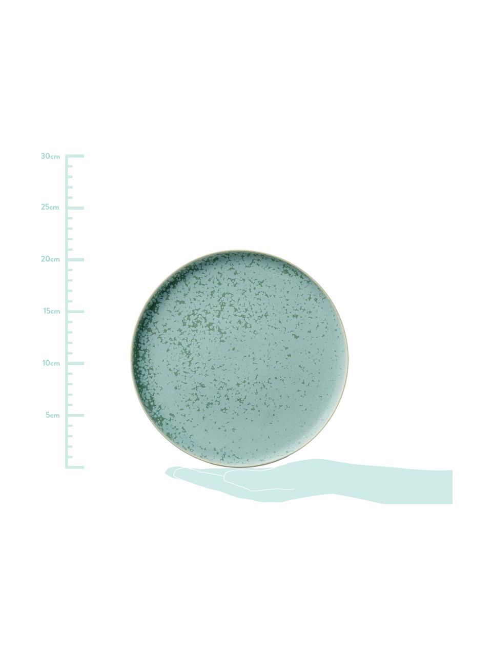 Platos postre artesanales Coppa, 2 uds., Porcelana, Verde menta, Ø 21 cm