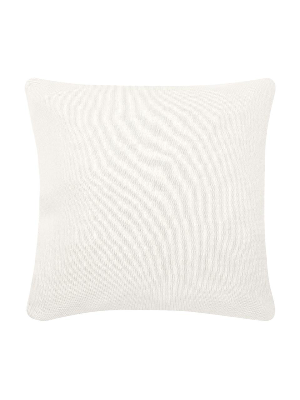 Federa arredo fatta a maglia Elly, 100% cotone, Bianco crema, Larg. 40 x Lung. 40 cm