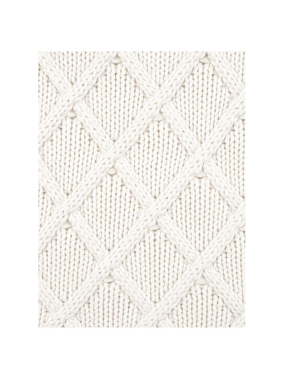 Housse de coussin 40x40 tricot Elly, Blanc crème