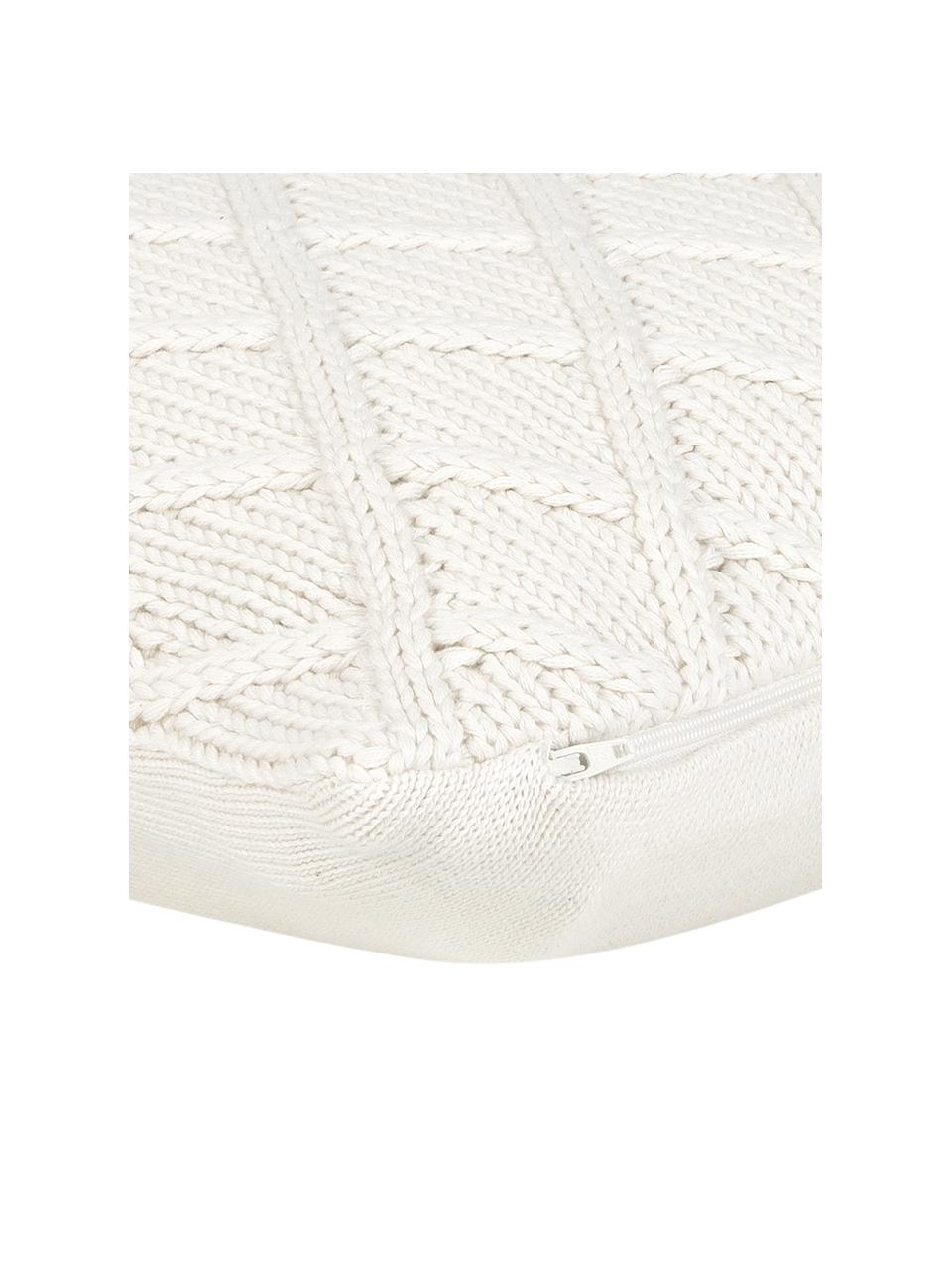 Pletený povlak na polštář se vzorem Elly, Krémově bílá