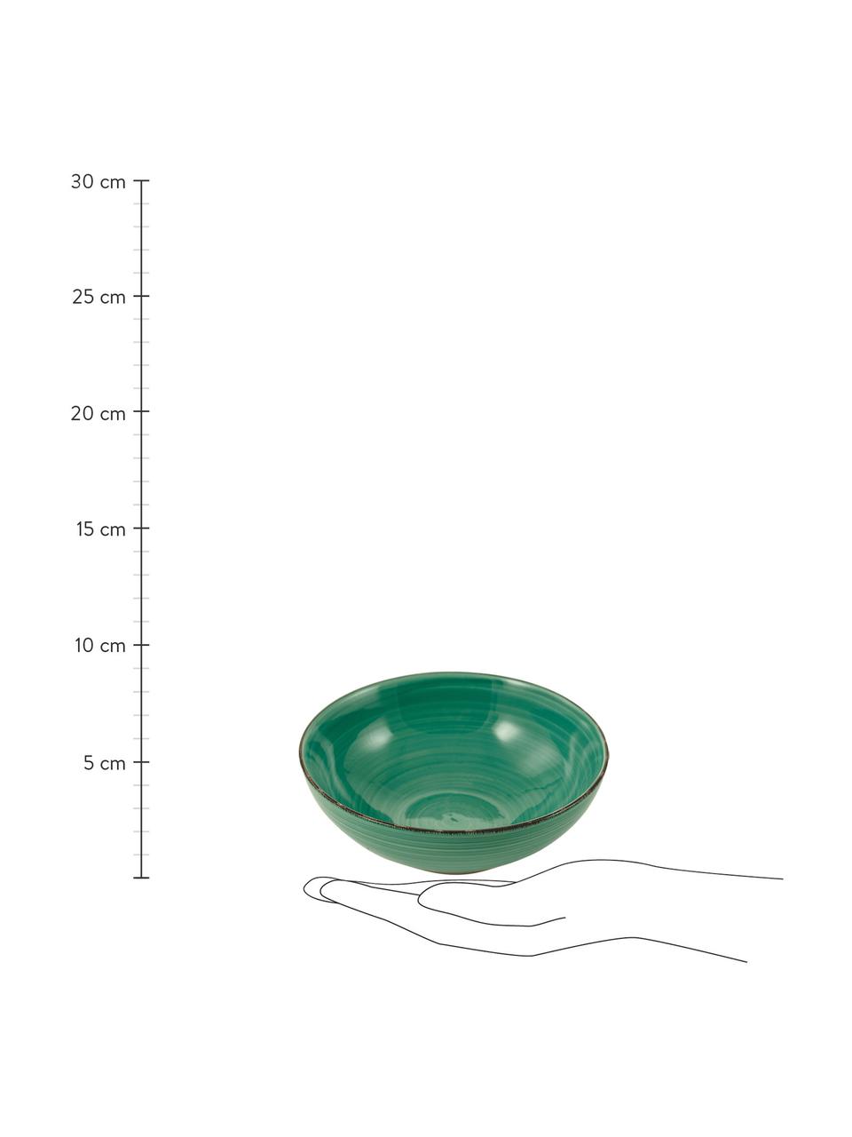 Handbeschilderde serveerschalenset Baita in groen Ø 26 en Ø 23 cm, 2-delig, Handbeschilderde keramiek (hard dolomiet), Groen, Set met verschillende formaten