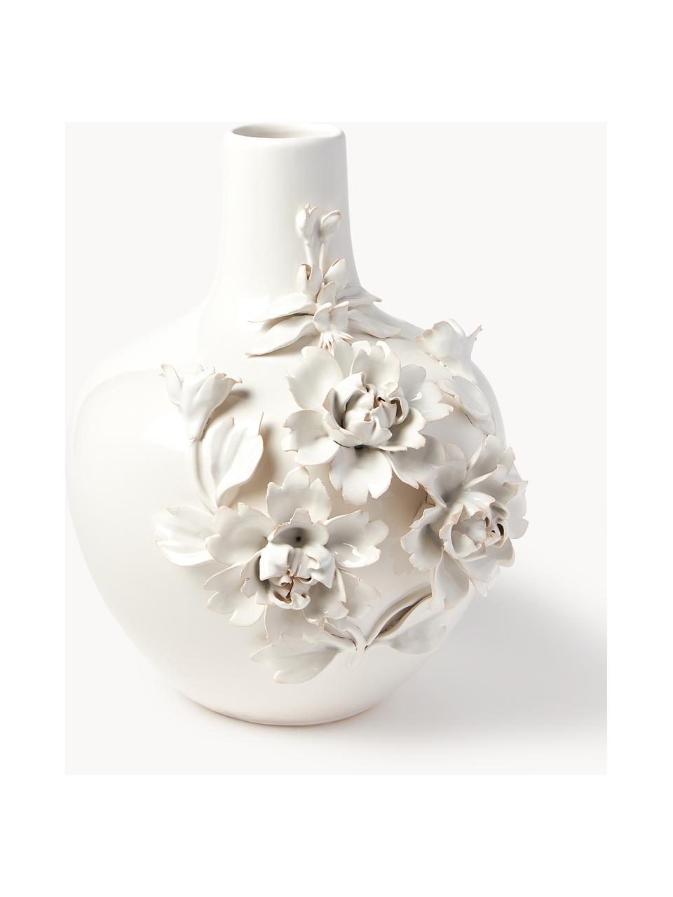 Dizajnová porcelánová váza Rose, V 37 cm, Porcelán, Lomená biela, Ø 30 x V 37 cm