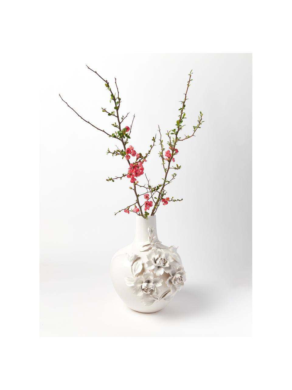 Design Porzellan-Vase Rose, H 37 cm, Porzellan, Off White, Ø 30 x H 37 cm