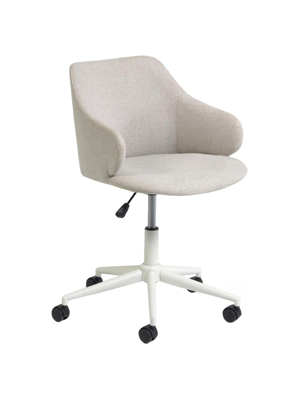 Sedia da scrivania imbottita Einara, regolabile in altezza, Rivestimento: poliestere, Struttura: acciaio rivestito, Ruote: polipropilene, Tessuto grigio, Larg. 64 x Prof. 64 cm