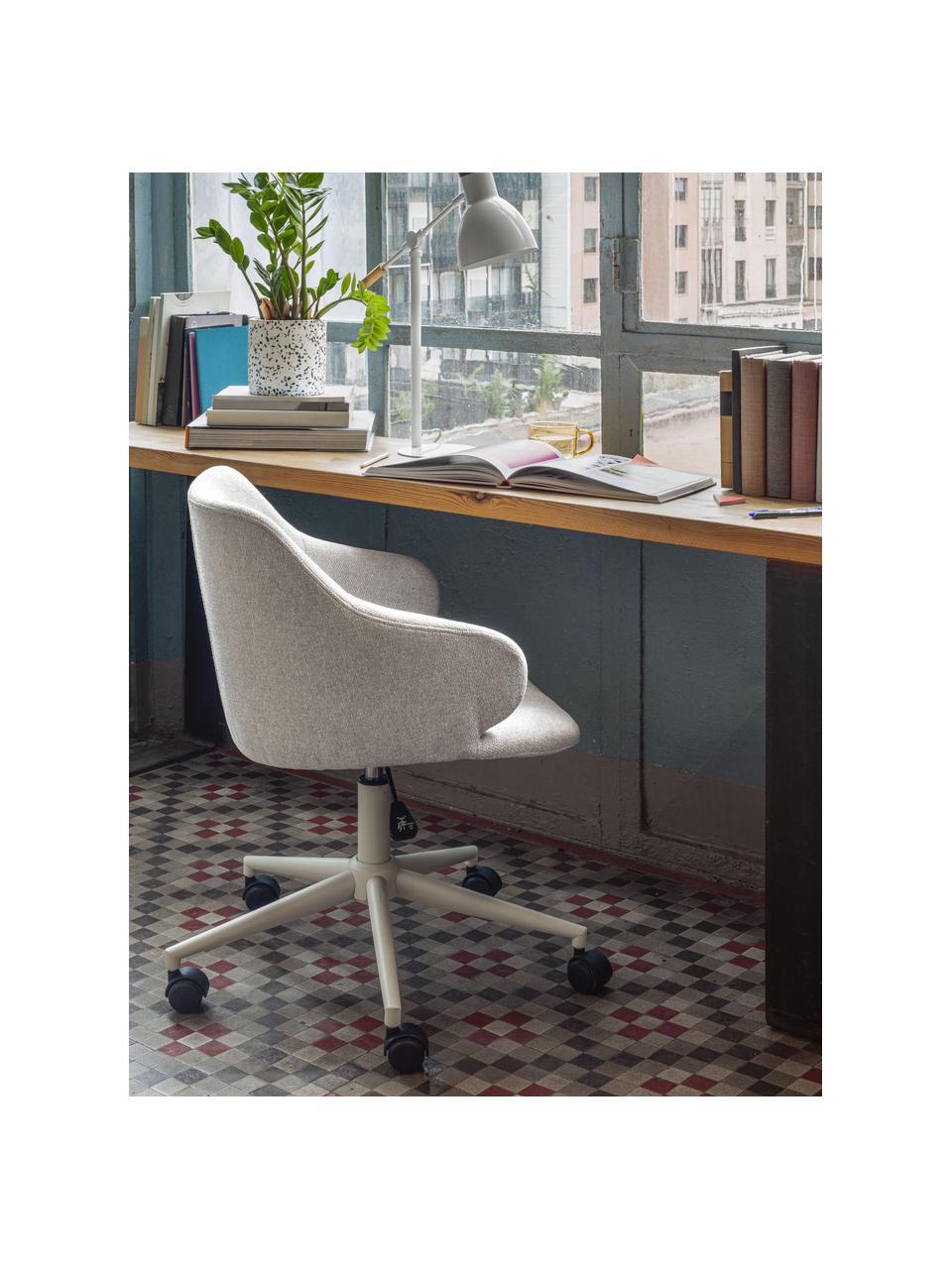 Gestoffeerde bureaustoel Einara, in hoogte verstelbaar, Bekleding: polyester, Frame: gecoat staal, Wieltjes: polypropyleen, Geweven stof grijs, B 64 x H 64 cm