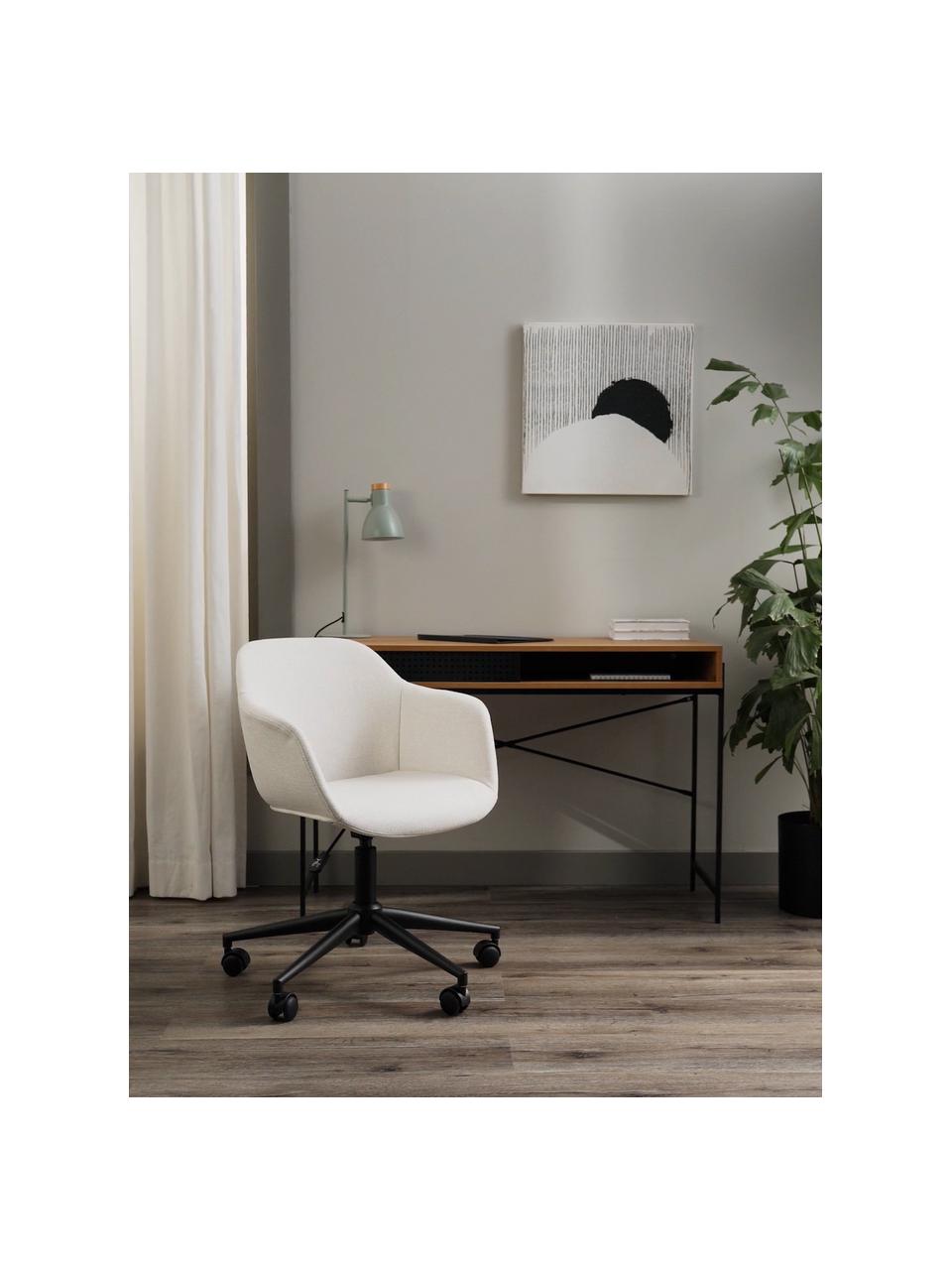 Chaise de bureau pivotante rembourrée, assise étroite Fiji, Tissu blanc, larg. 66 x prof. 66 cm
