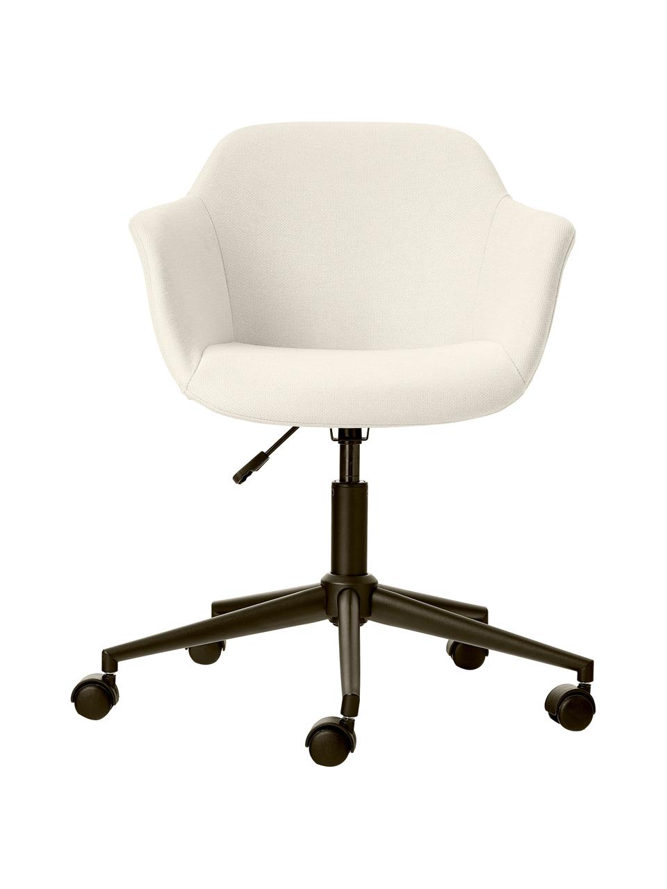 Gestoffeerde bureaustoel Fiji met smalle zitvlak, Bekleding: 100% polyester, Frame: gepoedercoat metaal, Wieltjes: kunststof, Geweven stof wit, B 66 x D 66 cm