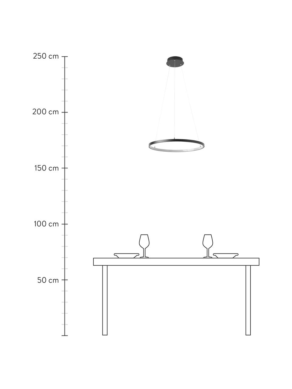 LED-Pendelleuchte Breda, Lampenschirm: Metall, beschichtet, Baldachin: Metall, beschichtet, Schwarz, Ø 50 x H 150 cm
