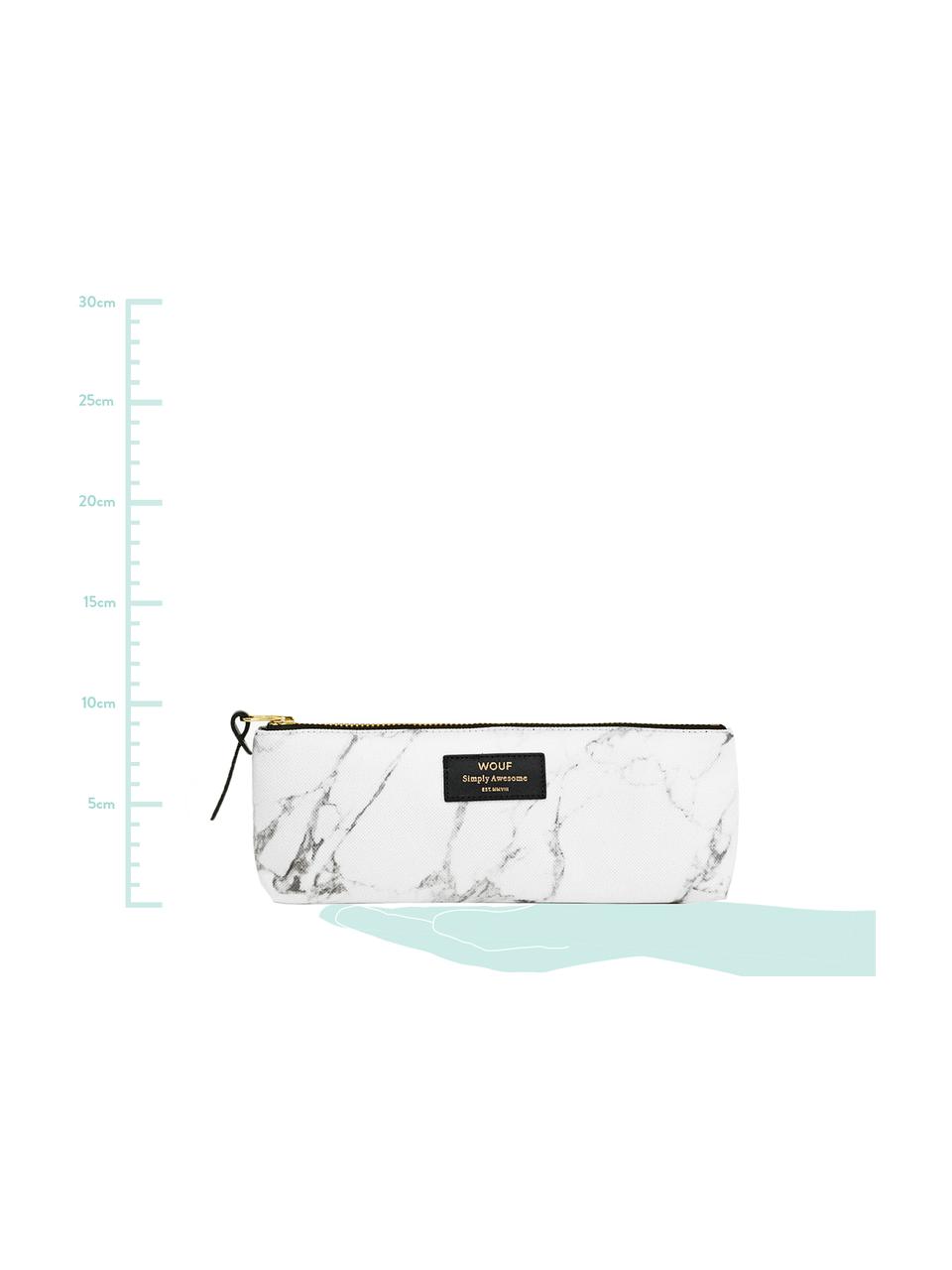 Stifte-Etui White Marble, Polyester, Leder, Weiß, marmoriert, 22 x 9 cm