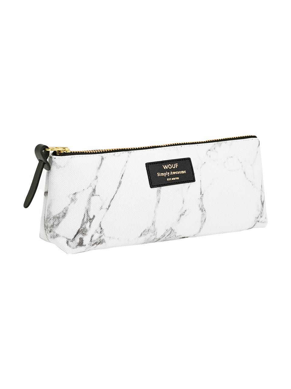 Pennenetui White Marble, Polyester, leer, Wit, 22 x 9 cm