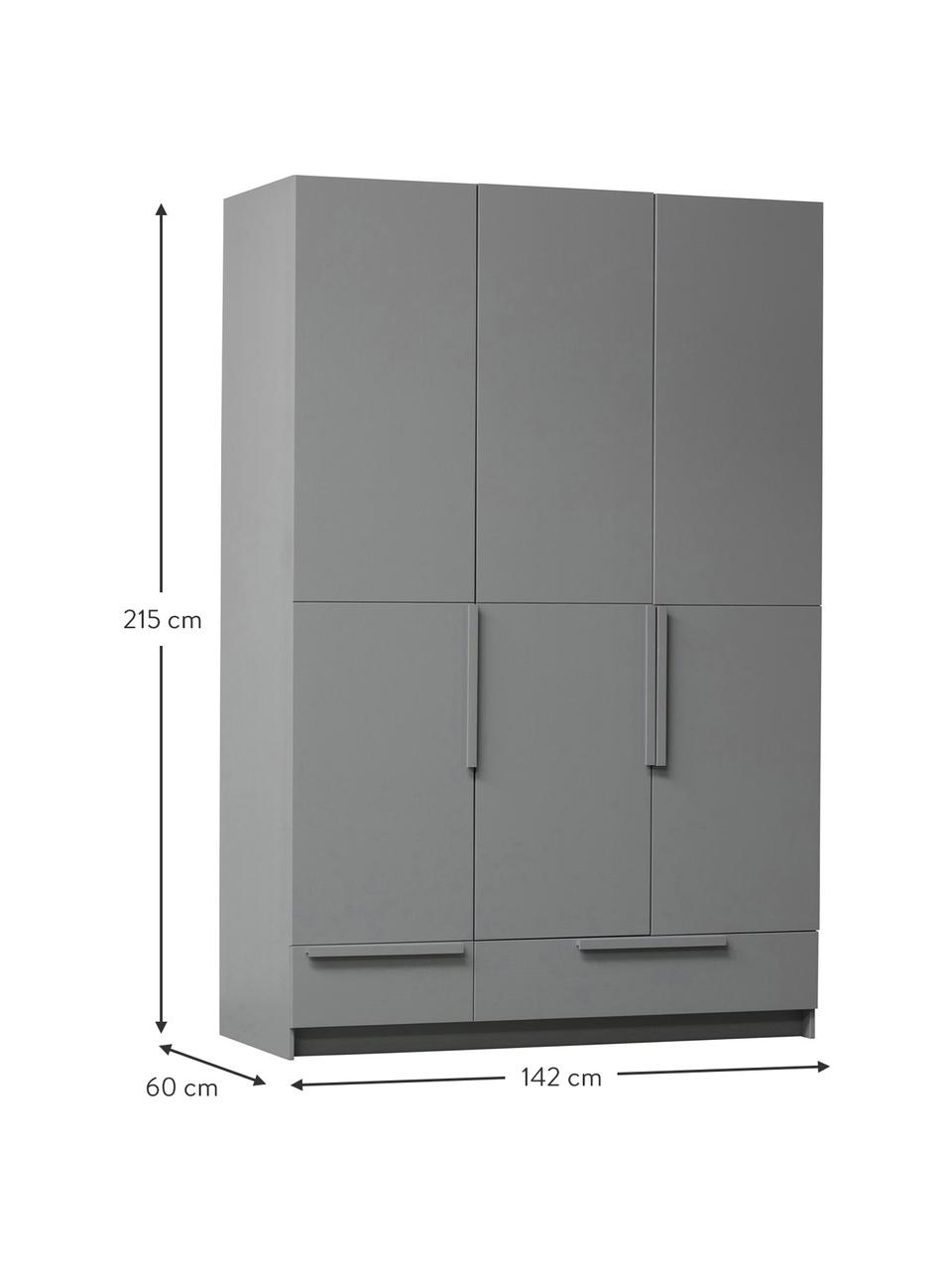 Szafa Pure, Drewno sosnowe, powlekane, Szary, S 142 x W 215 cm