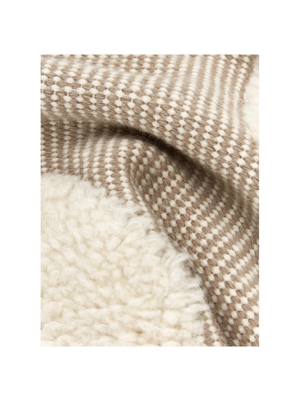Handgewebte Kissenhülle Wool, Vorderseite: 89% Wolle, 11% Baumwolle, Rückseite: 100% Baumwolle, Beige, Cremeweiß, B 45 x L 45 cm