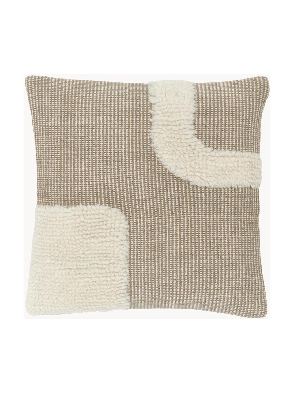 Handgeweven kussenhoes Wool, Taupe, lichtbeige, B 45 x L 45 cm