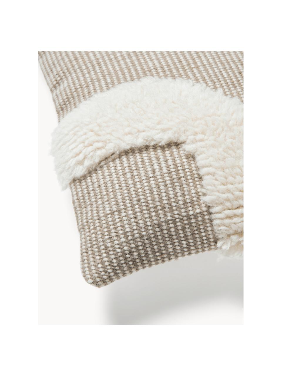 Handgeweven kussenhoes Wool, Taupe, lichtbeige, B 45 x L 45 cm