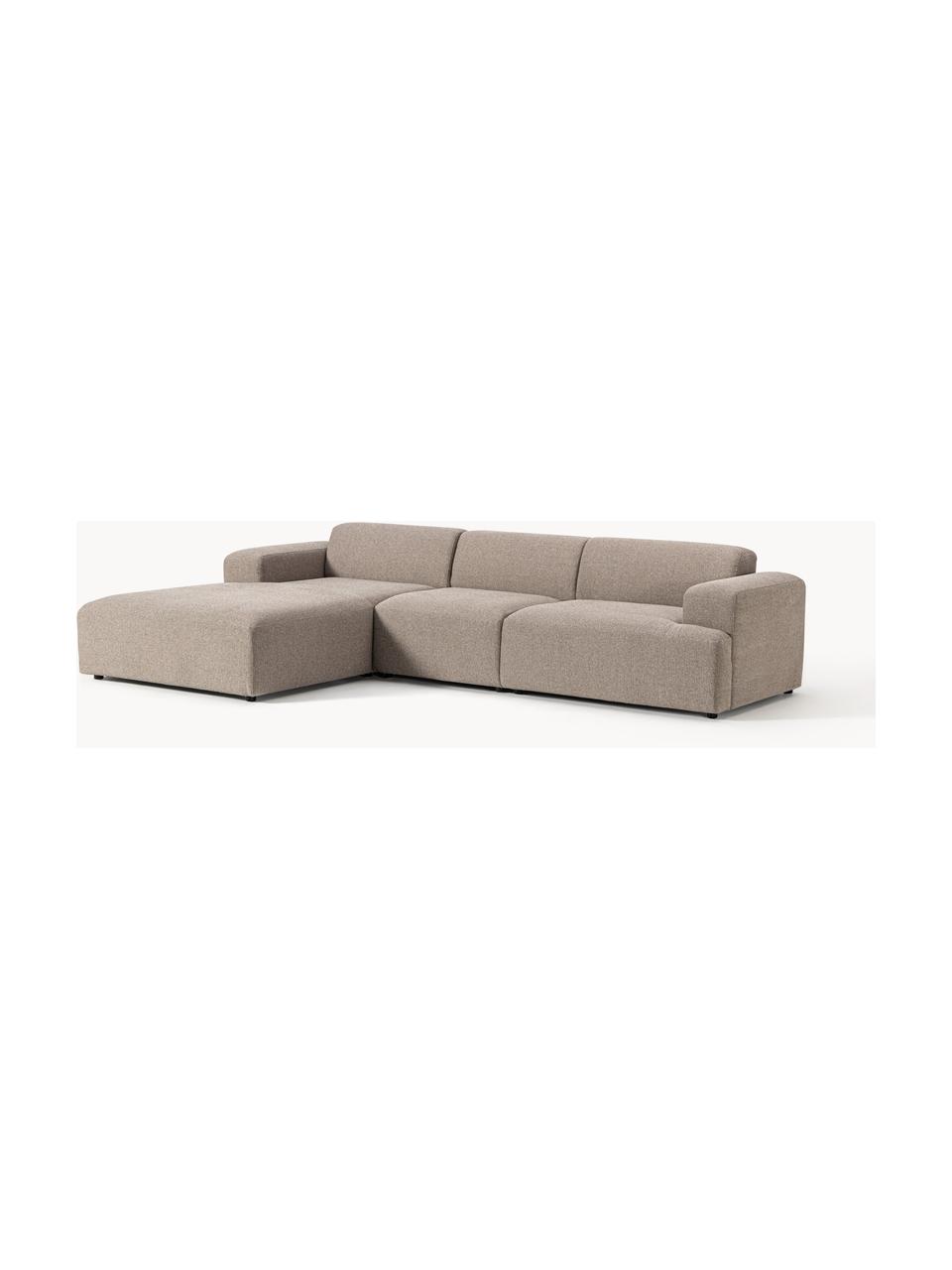 Ecksofa Melva (4-Sitzer), Bezug: 100 % Polyester Der strap, Gestell: Massives Kiefern- und Fic, Webstoff Greige, B 319 x T 195 cm, Eckteil links