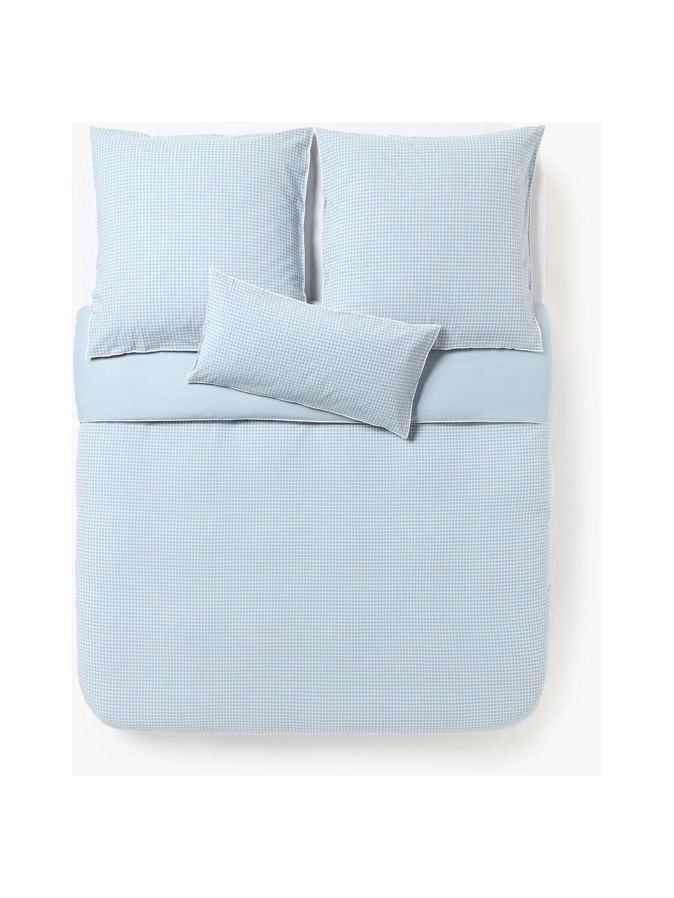 Funda nórdica de sirsaca Davey, Azul claro, blanco, Cama 90 cm (155 x 220 cm)