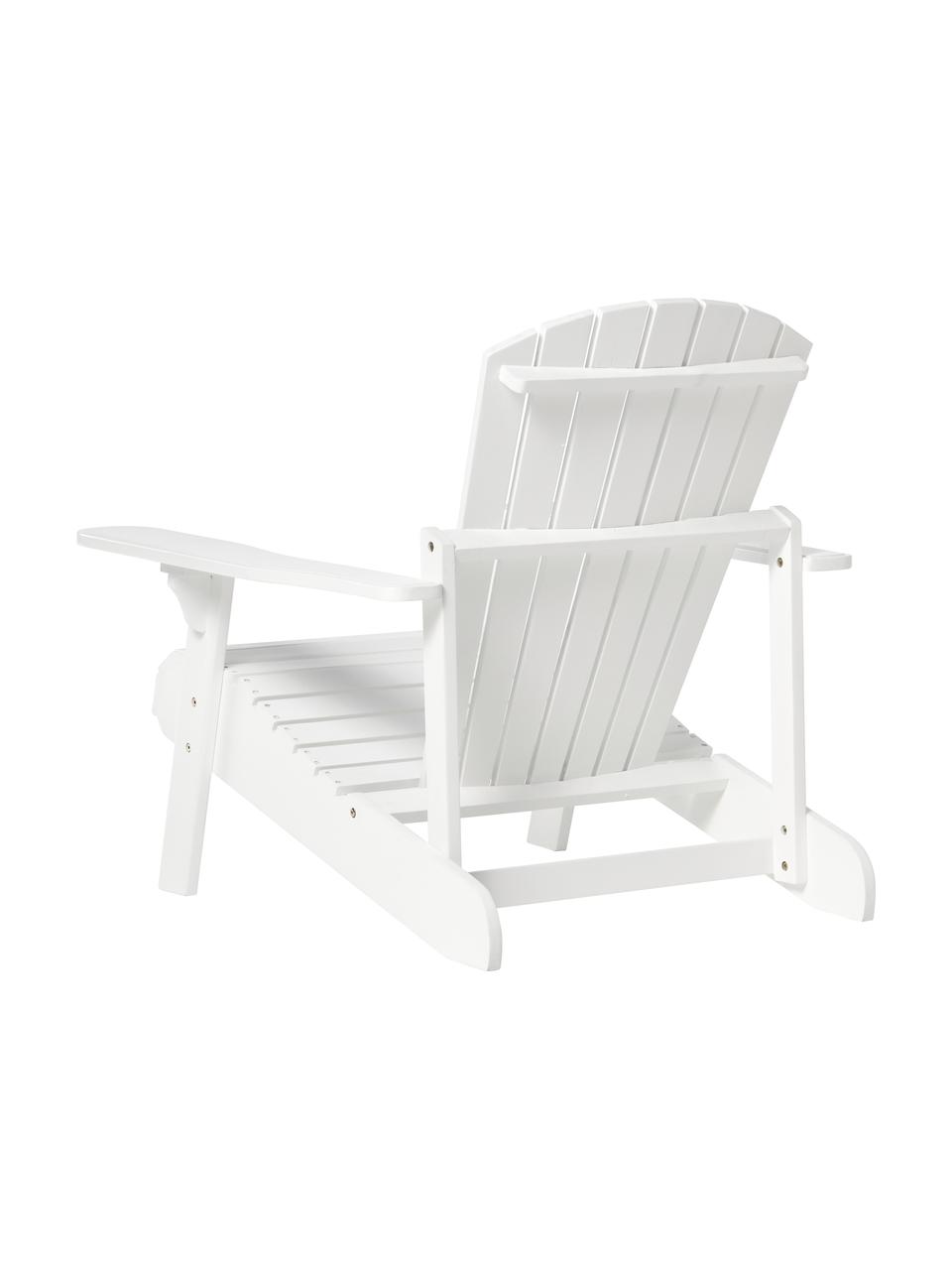 Transat en bois d'acacia Charlie, Bois d'acacia, laqué, Blanc, larg. 82 x haut. 85 cm