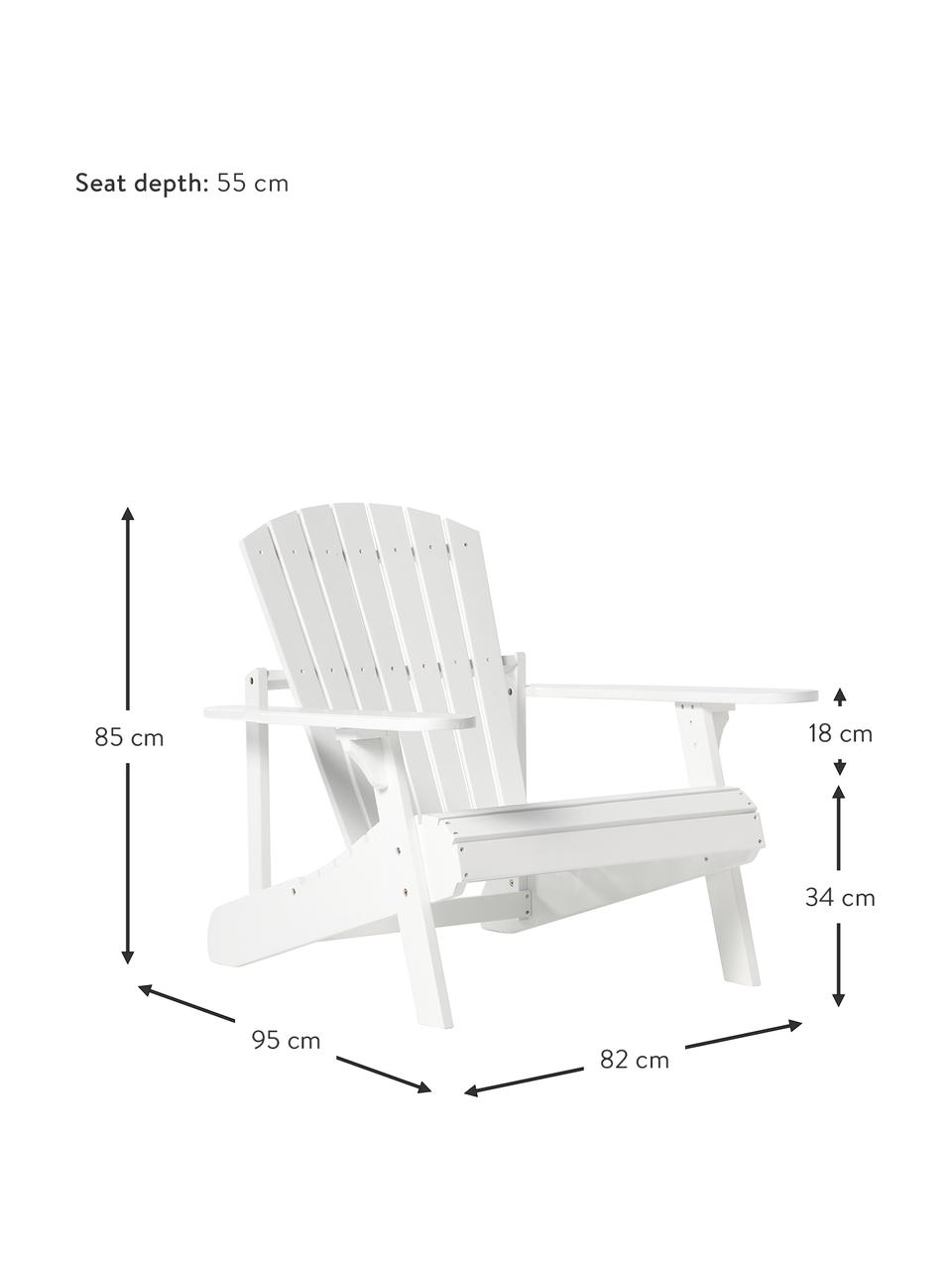 Sedia a sdraio realizzata in legno di acacia Charlie, Legno di acacia laccato, Bianco, Larg. 82 x Alt. 85 cm