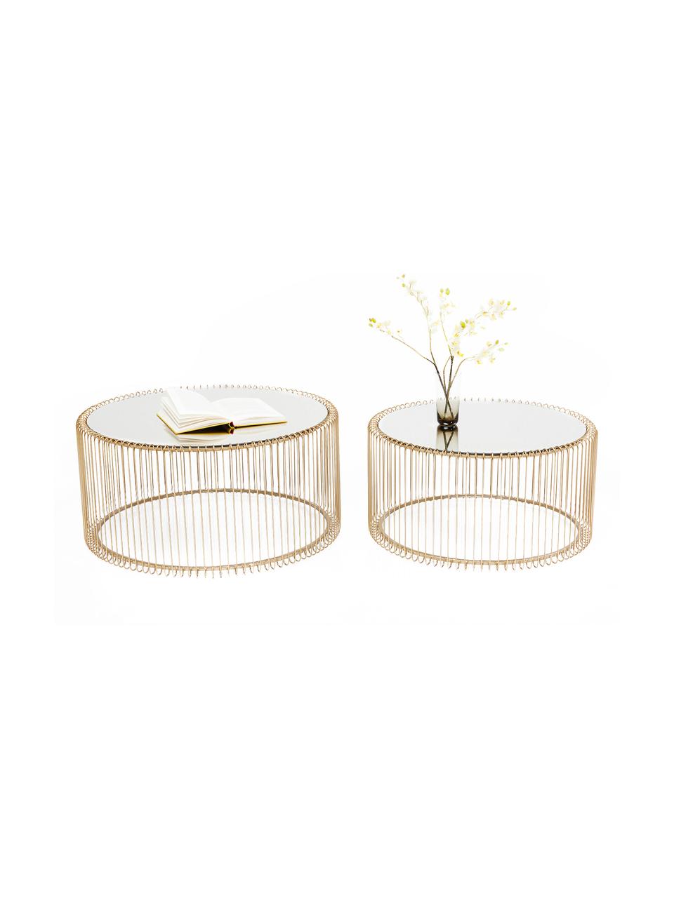 Table basse plateau en verre Wire, 2 élém., Couleur dorée, Lot de différentes tailles