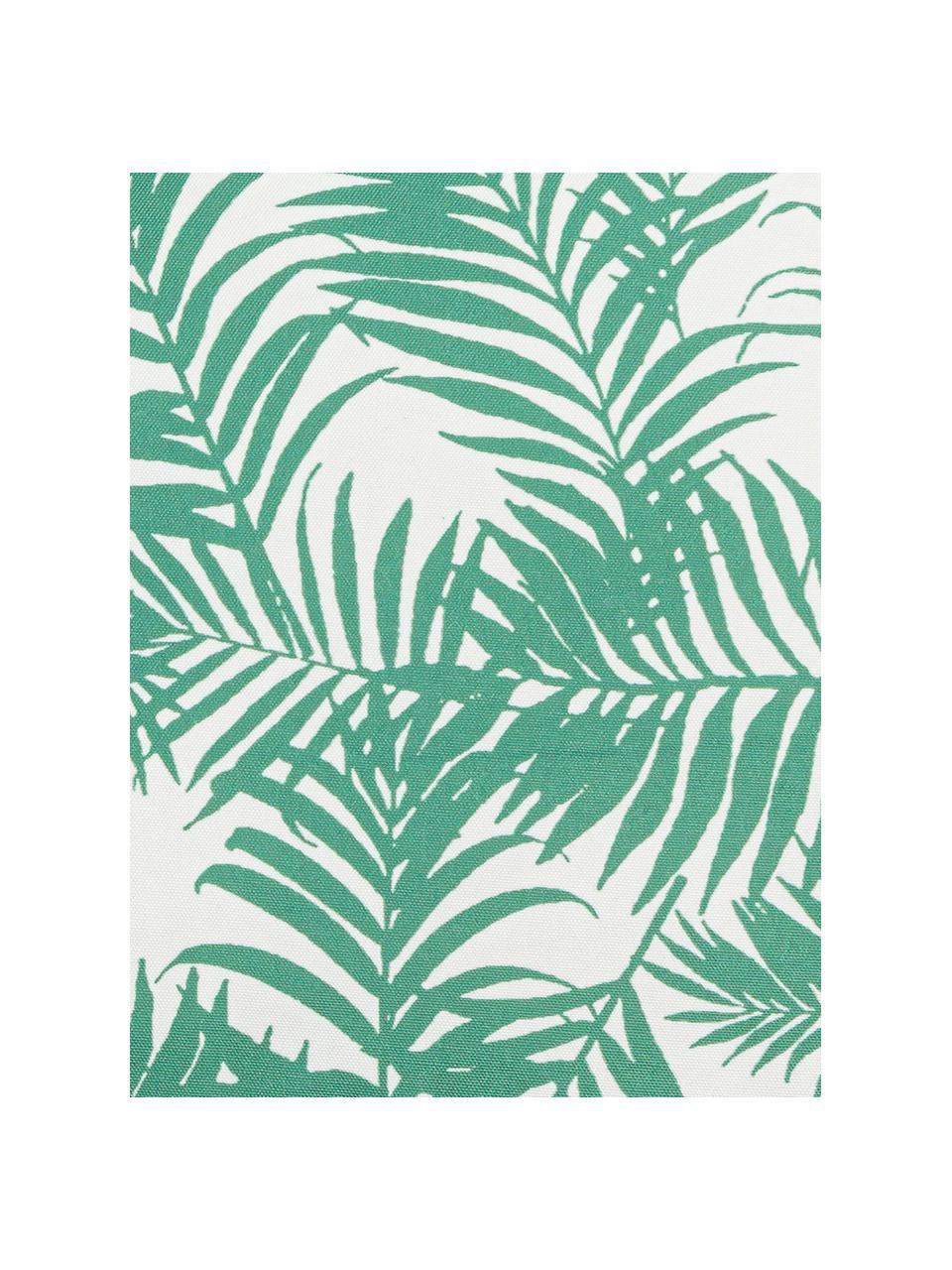 Outdoor kussen Gomera met bladpatroon, met vulling, 100% polyester, Wit, groen, 45 x 45 cm
