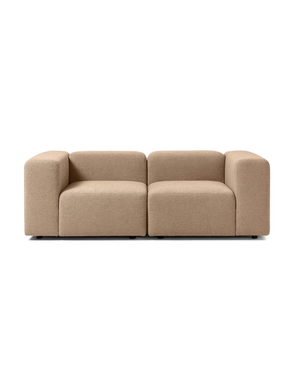 Modulares Bouclé-Sofa Lena (3-Sitzer), Bezug: Bouclé (93 % Polyester, 6, Gestell: Kiefernholz, Schichtholz,, Füße: Kunststoff, Bouclé Sandfarben, B 209 x T 106 cm