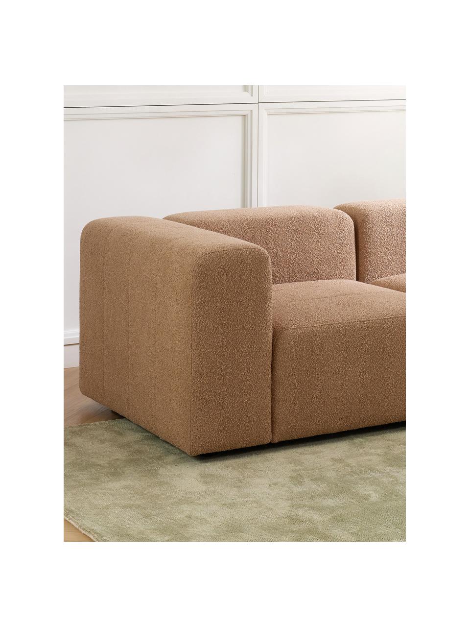 Sofa modułowa bouclé Lena (3-osobowa), Tapicerka: bouclé (93% poliester, 6%, Stelaż: drewno sosnowe, sklejka, , Nogi: tworzywo sztuczne, Piaskowy bouclé, S 209 x G 106 cm