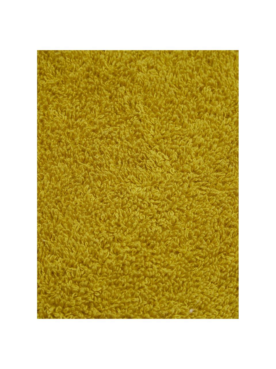 Serviette de toilette jaune moutarde Fleur, 97 % coton, 3 % polyester, Jaune moutarde, multicolore, Serviette de toilette, larg. 60 x long. 100 cm