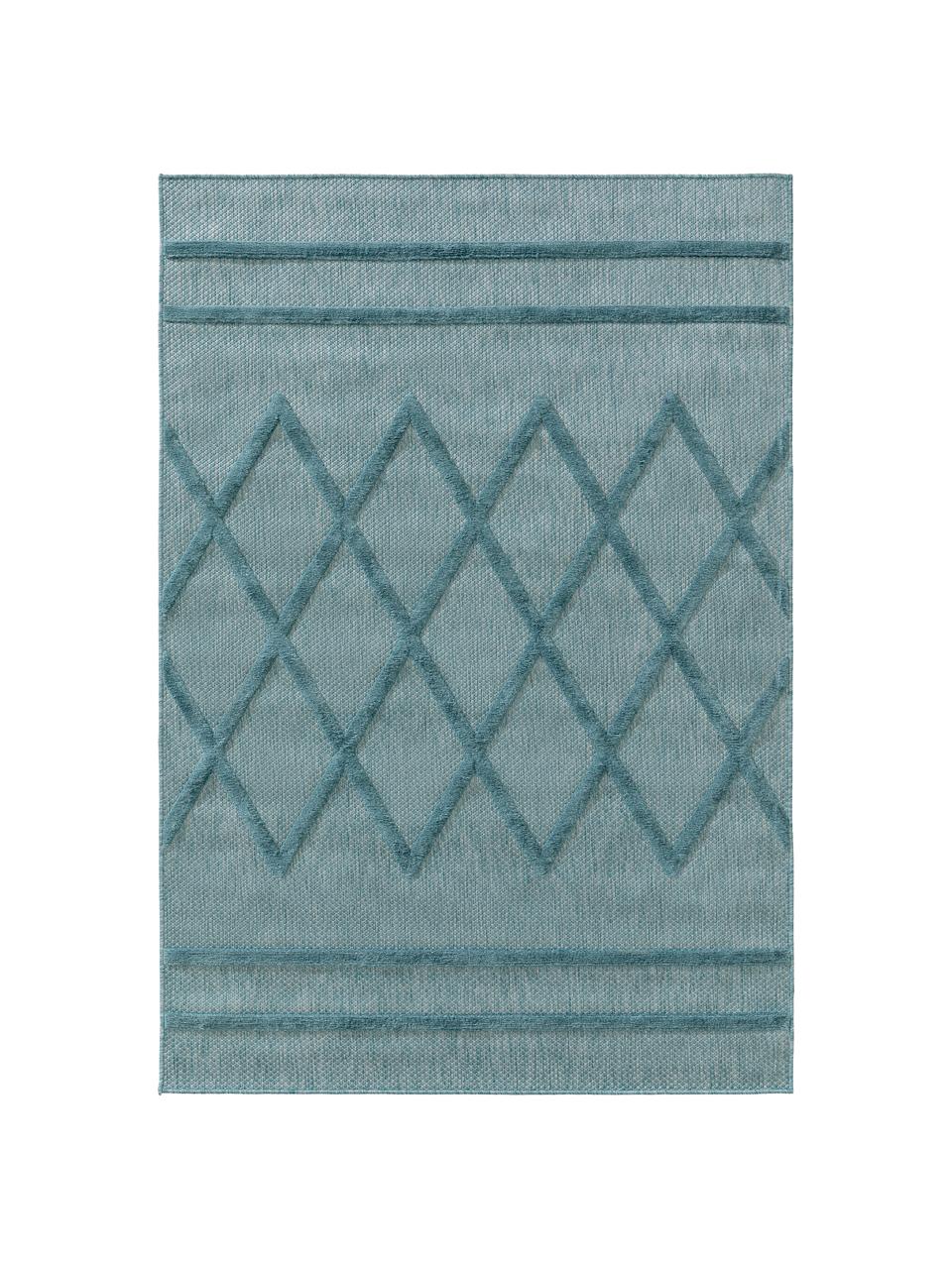 Alfombra texturizada de interior/exterior Bonte, 100% polipropileno, Turquesa, L 120 x An 170 cm