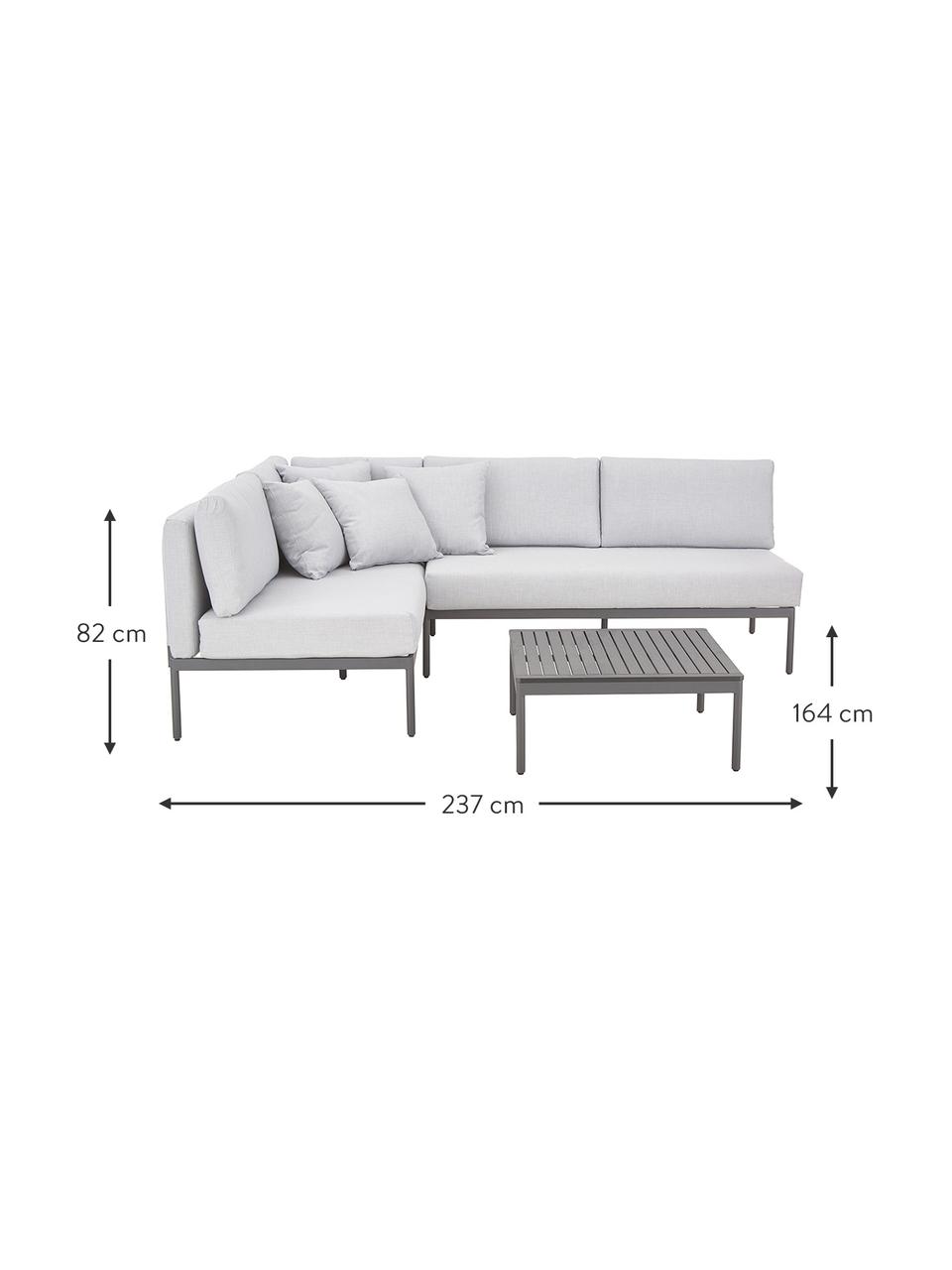 Salon de jardin Linden, 2 élém., Gris foncé, gris clair, Lot de différentes tailles
