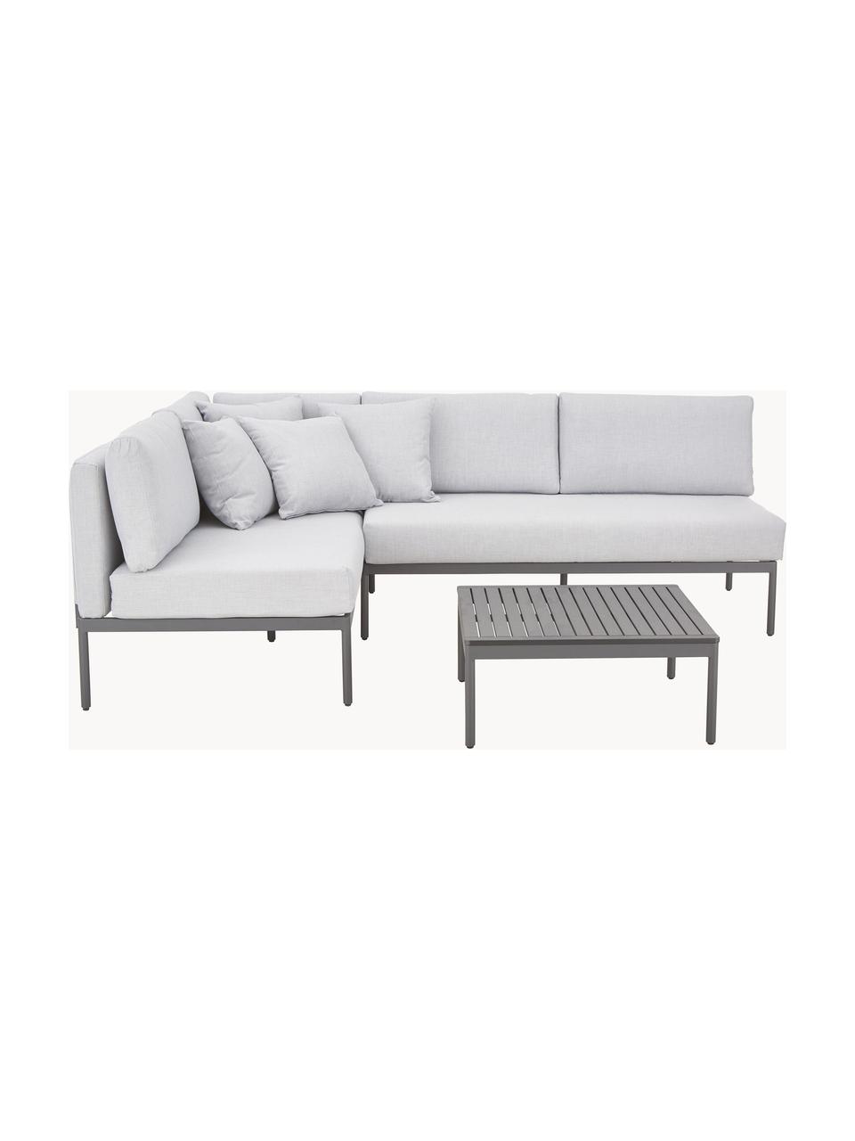 Tuin loungeset Linden, 2-delig, Bekleding: 100% polyester Met 20.000, Frame: metaal, gepoedercoat, Tafelblad: polystyreen, Frame: metaal, gepoedercoat, Donkergrijs, lichtgrijs, Set met verschillende formaten