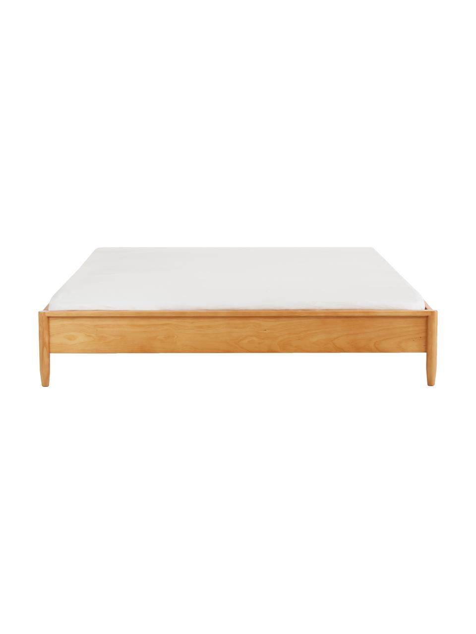 Łóżko z litego drewna sosnowego bez zagłówka Windsor, Lite drewno sosnowe z certyfikatem FSC, Jasne drewno sosnowe, S 180 x D 200 cm