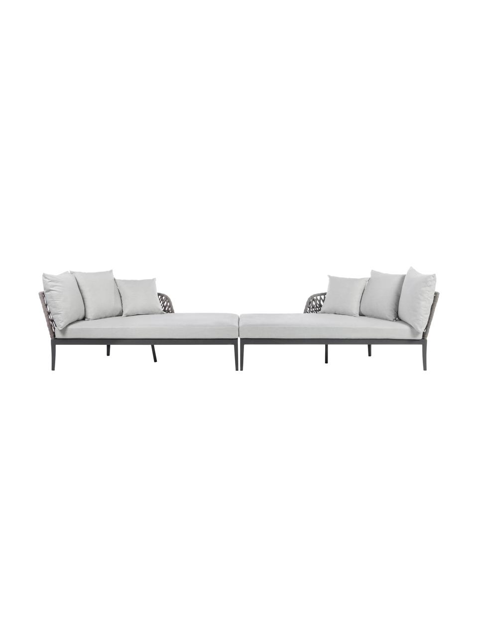 Garten-Daybed-Set Pelican, 2-tlg., Rahmen: Aluminium, pulverbeschich, Anthrazit, Hellgrau, B 182 x T 179 cm