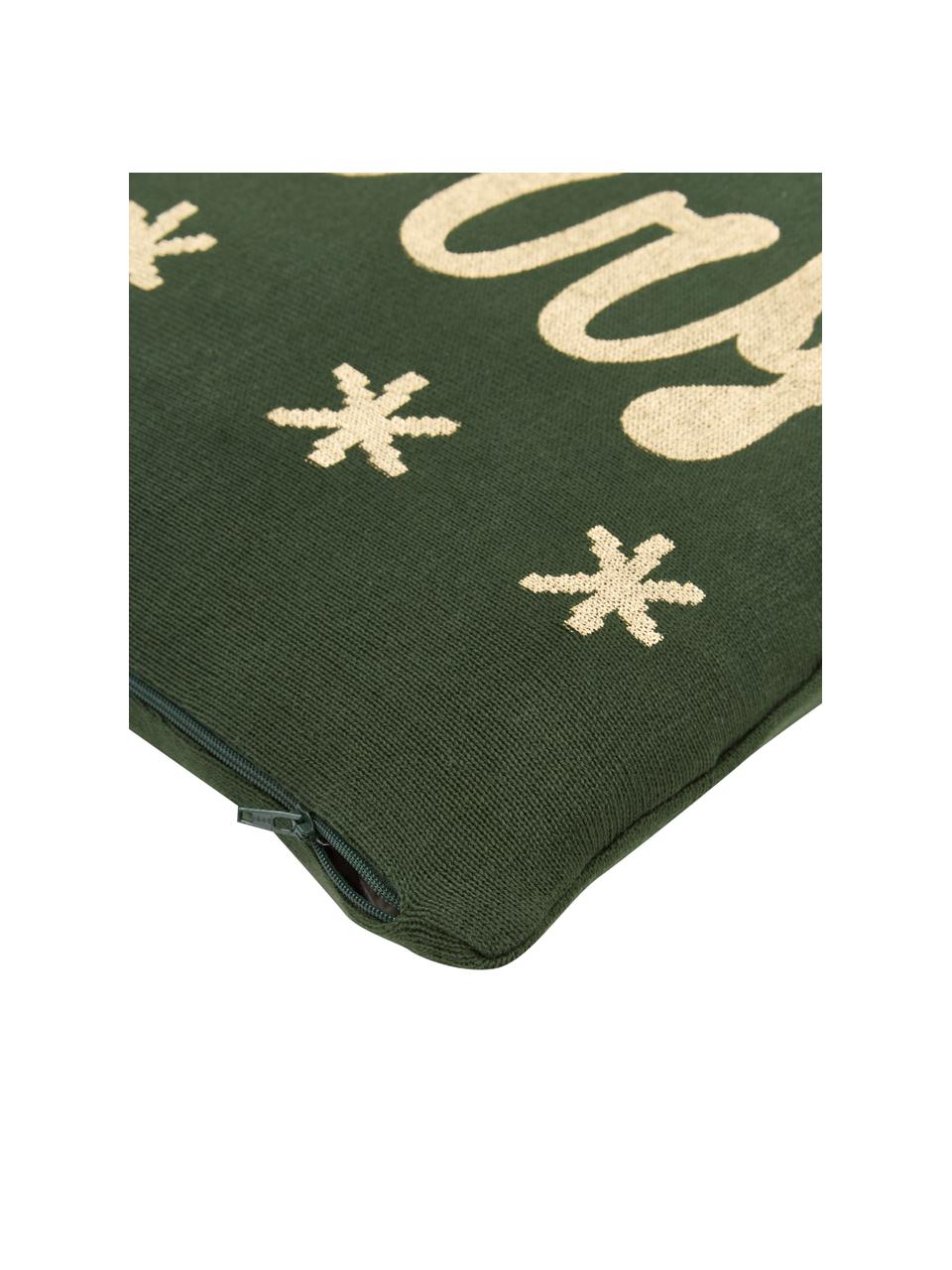 Pletený povlak na polštář Merry, 100% bavlna, Zelená, zlatá, Š 40 cm, D 40 cm
