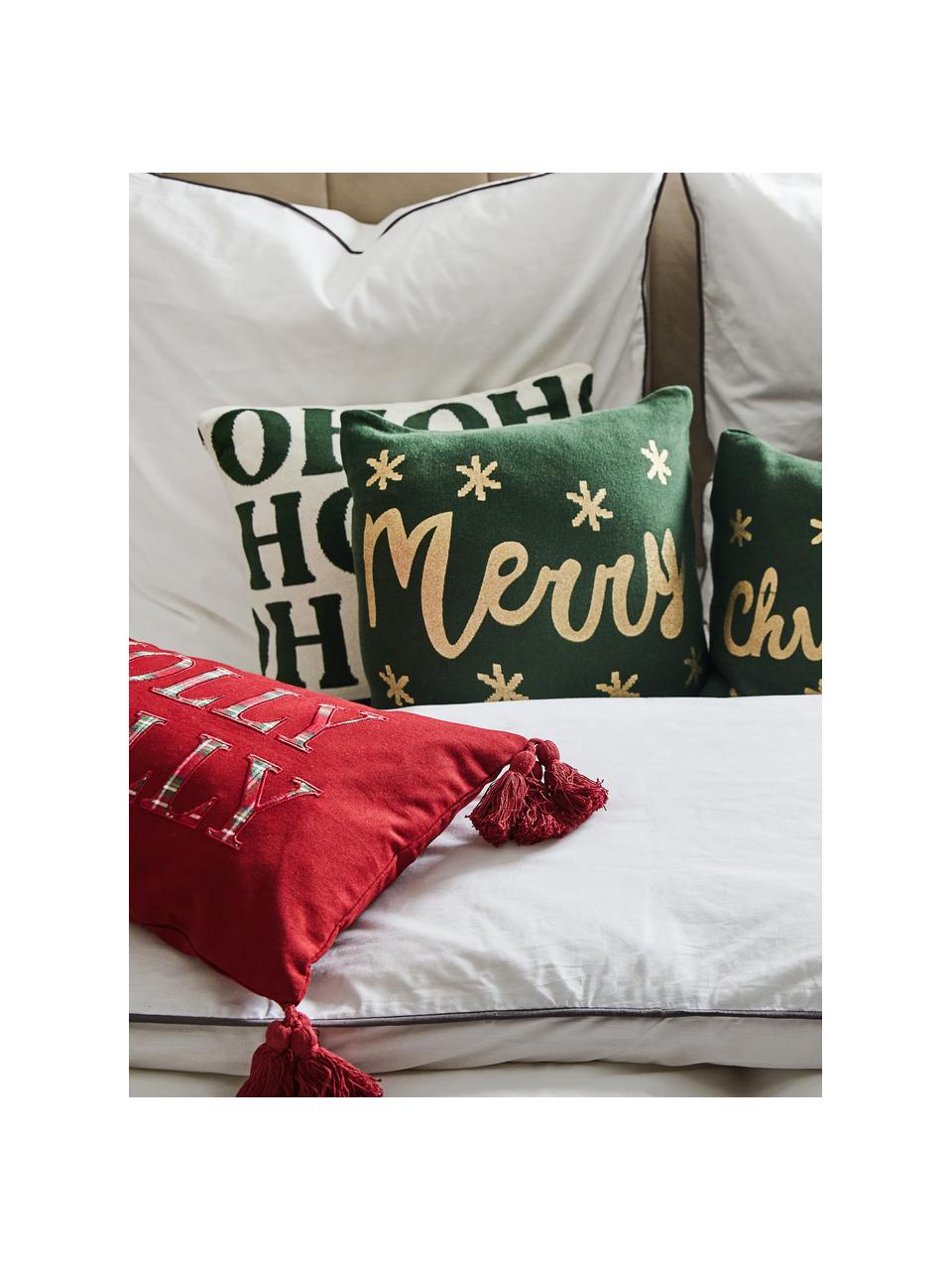 Housse de coussin 40x40 vert tricot Merry, 100 % coton, Vert, couleur dorée, larg. 40 x long. 40 cm