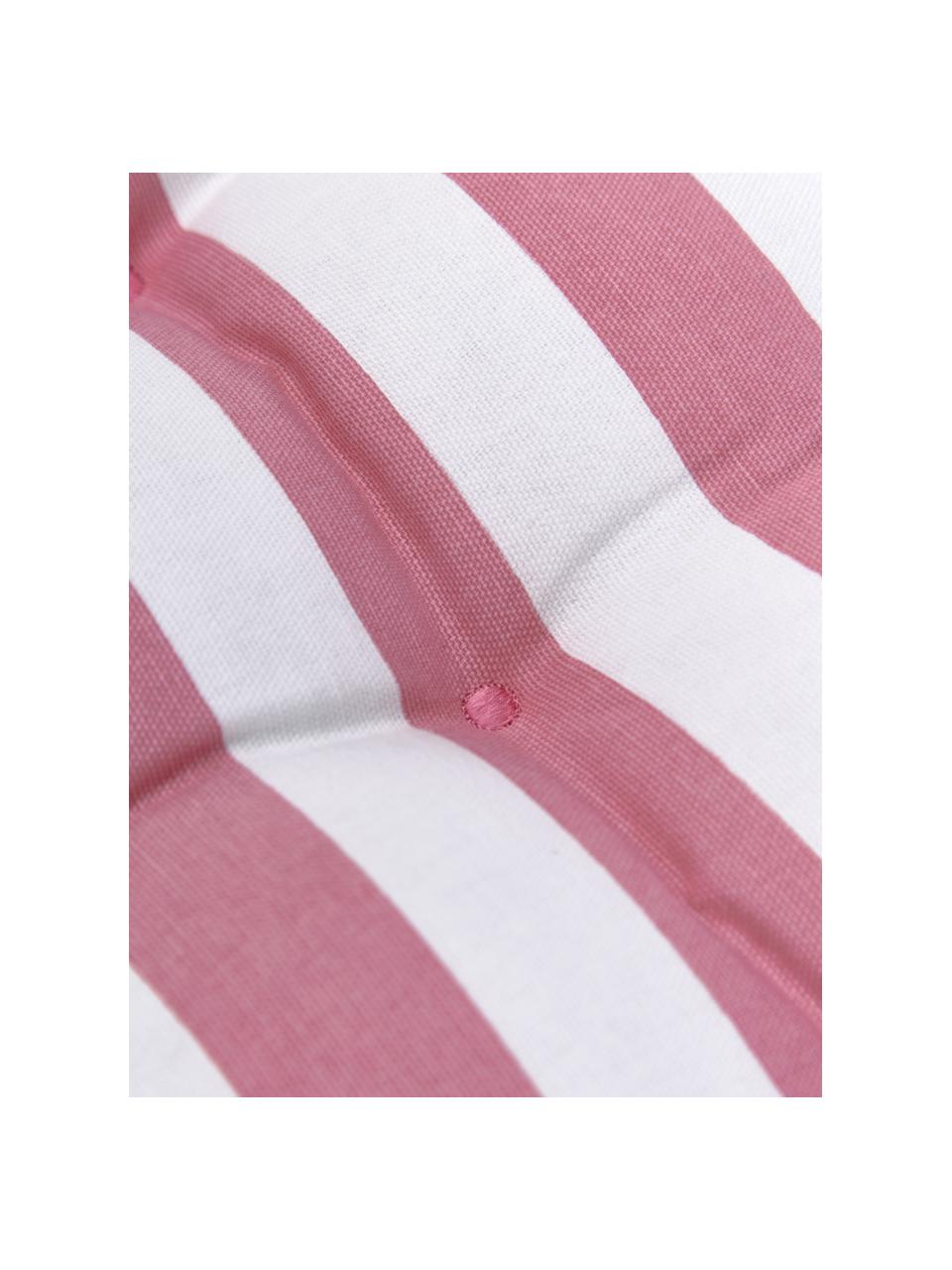 Gestreept stoelkussen Timon in roze/wit, Roze, wit, B 40 x L 40 cm