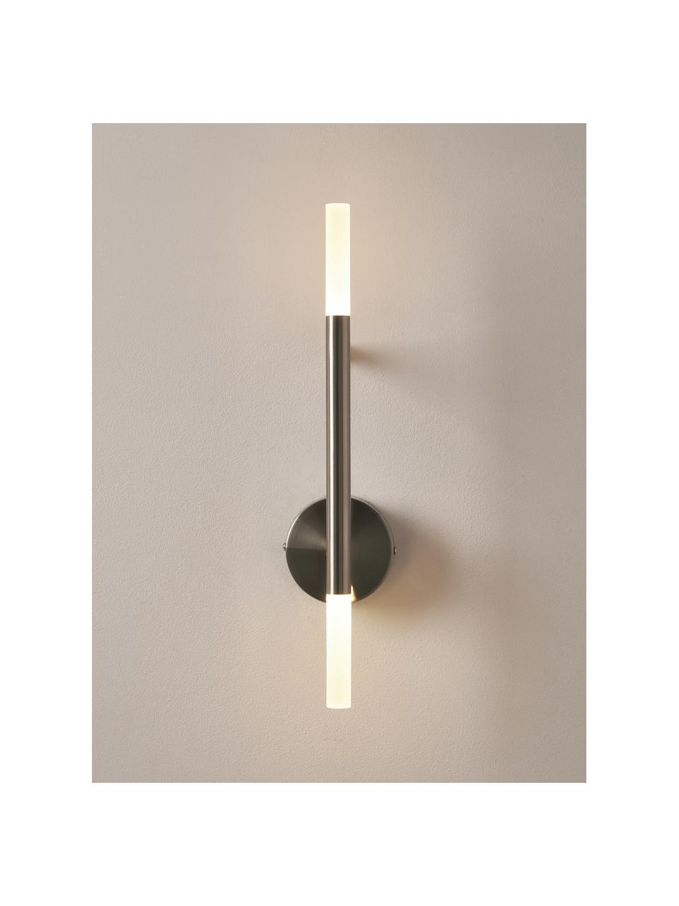 Große LED-Wandleuchte Gratia, Chromfarben, Weiß, B 10 x H 45 cm