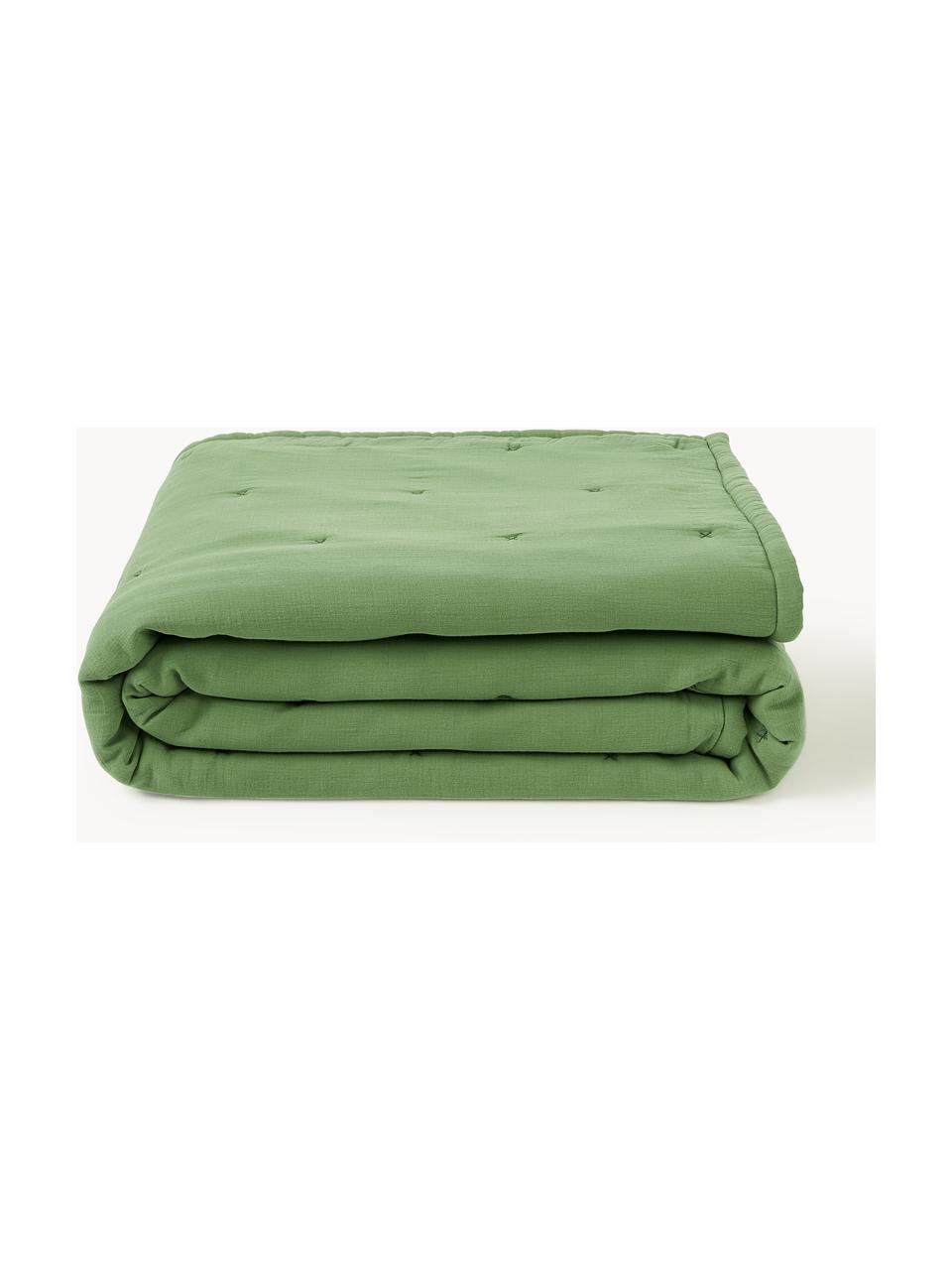 Copriletto trapuntato in cotone Lenore, Rivestimento: 100% cotone, Verde, Larg. 230 x Lung. 250 cm (per letti da 180 x 200 cm)