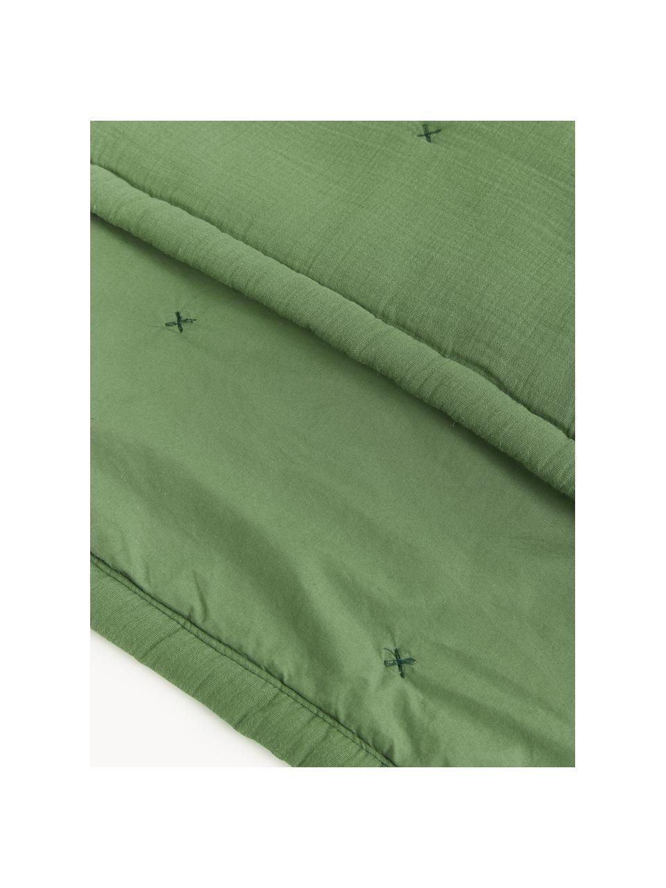 Colcha acolchada de algodón Lenore, Funda: 100% algodón, Verde, An 230 x L 250 cm (para camas de 180 x 200 cm)