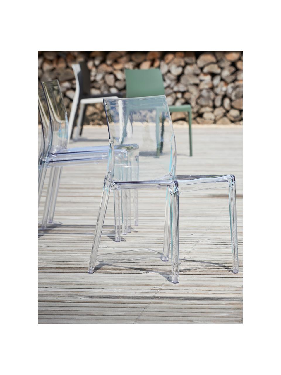 Transparenter Gartenstuhl aus Kunststoff, Kunststoff (Polycarbonat), Transparent, B 46 x T 44 cm