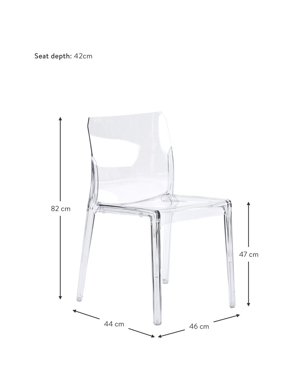 Transparante tuinstoel van kunststof, Kunststof (polycarbonaat), Transparant, B 46 x D 44 cm