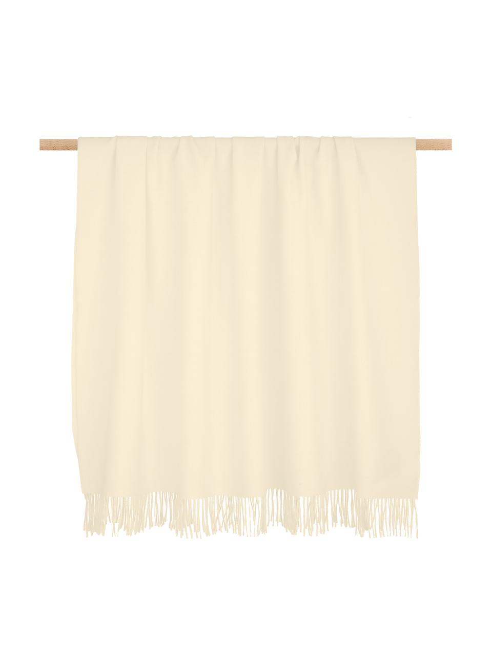 Pléd z vlny z mladých alpak Luxury, Krémová, Š 130 cm, D 200 cm