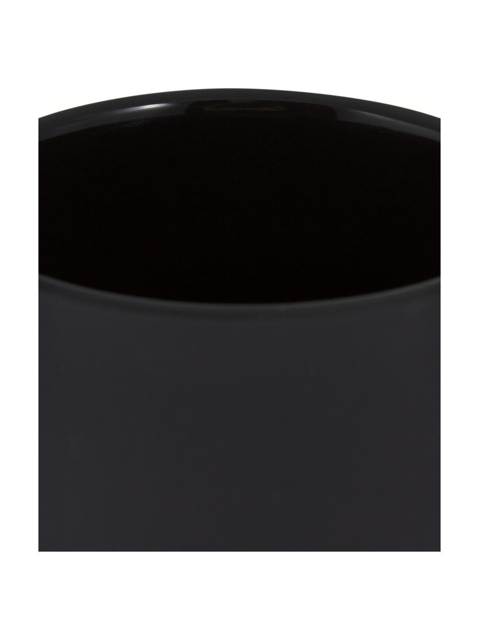 Distributeur de savon en grès à surface veloutée Omega, Noir, Ø 8 x haut. 13 cm